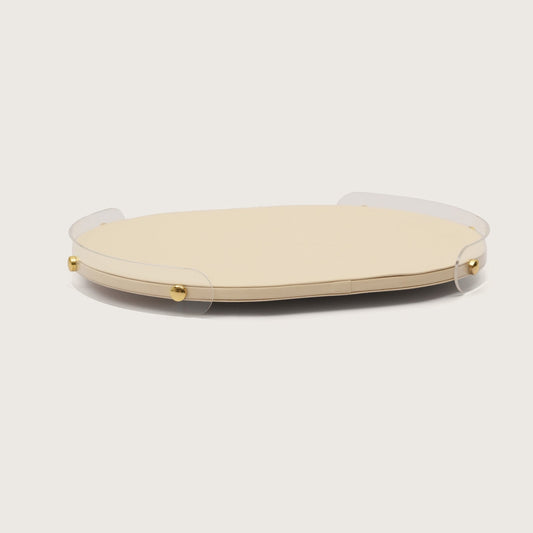 Luxe Oval Tray With Beige Accent - Medium