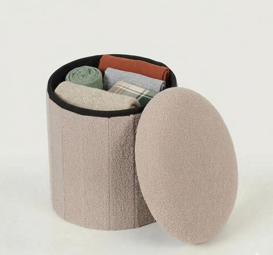 Mushroom Shaped Pouffe with Storage - Beige