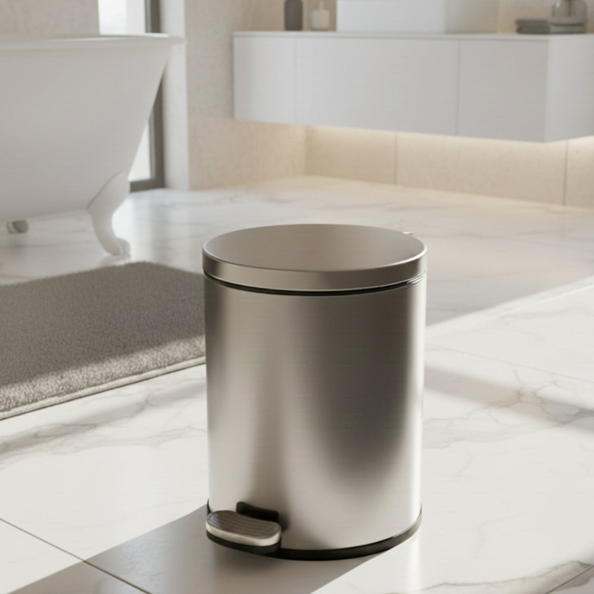 European Steel Pedal Dustbin - Silver