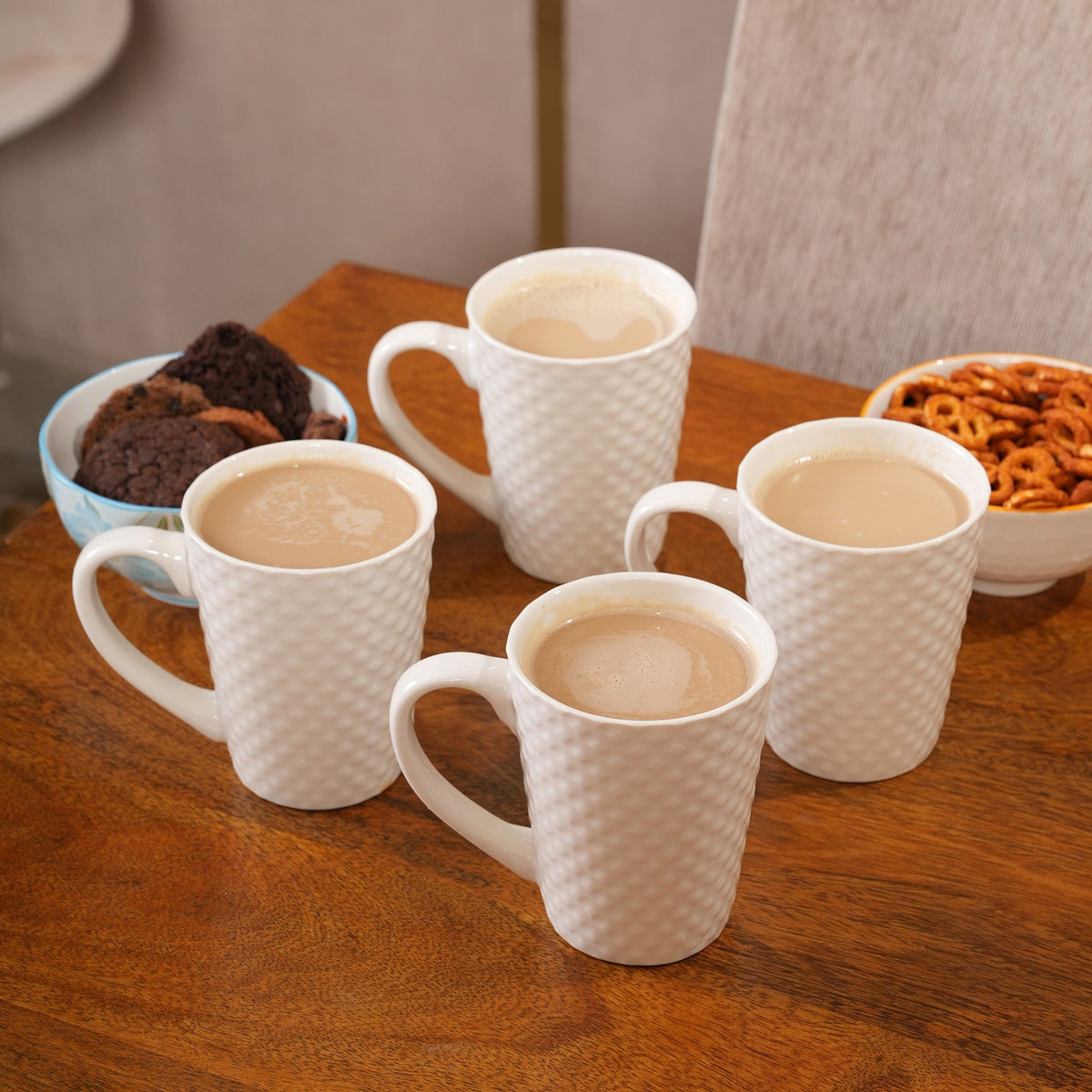 Hobnail Textured Ceramic Mug Set