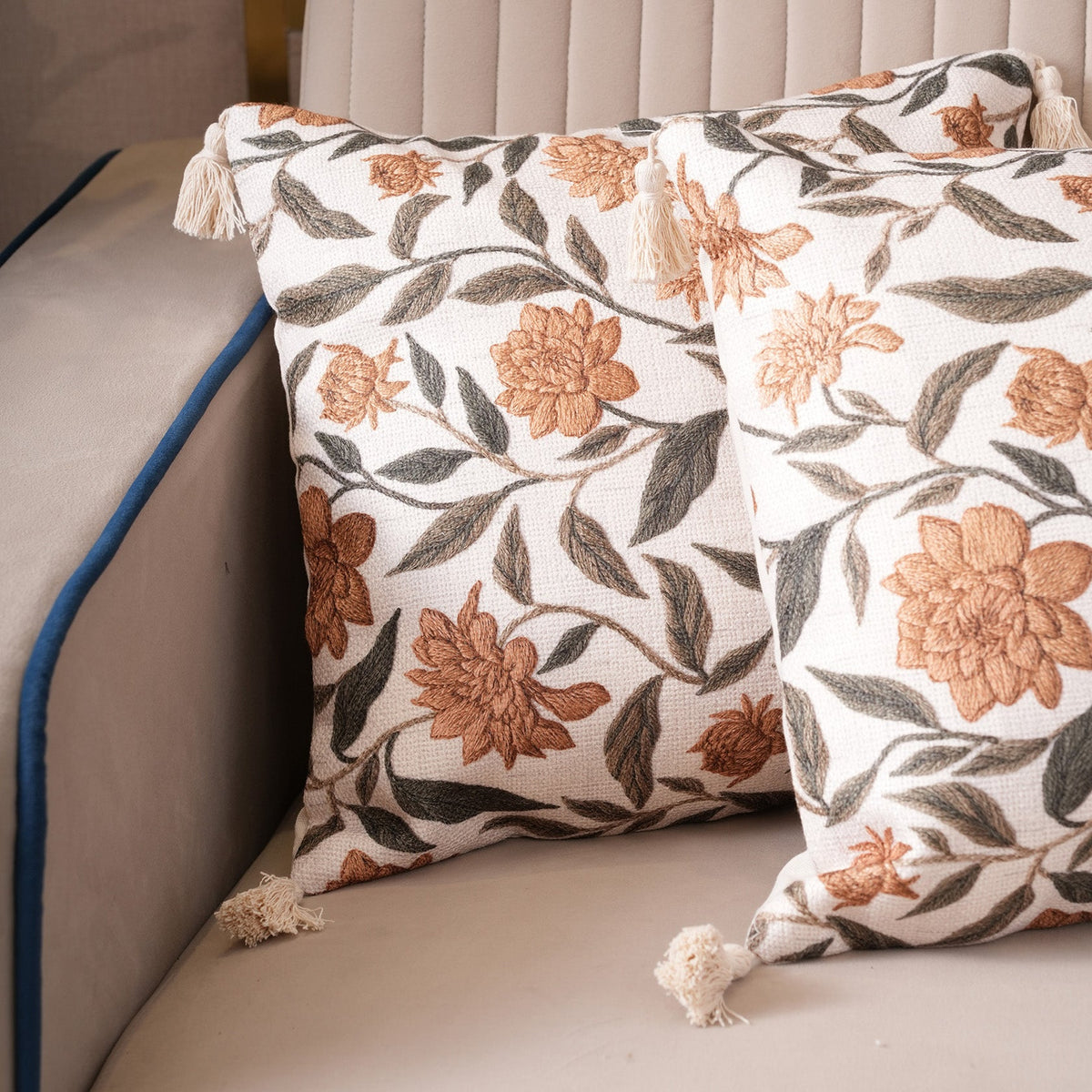 Meadow Blossom Tasseled Cushion