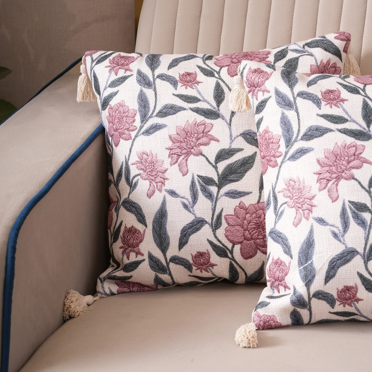 Meadow Blossom Tasseled Cushion