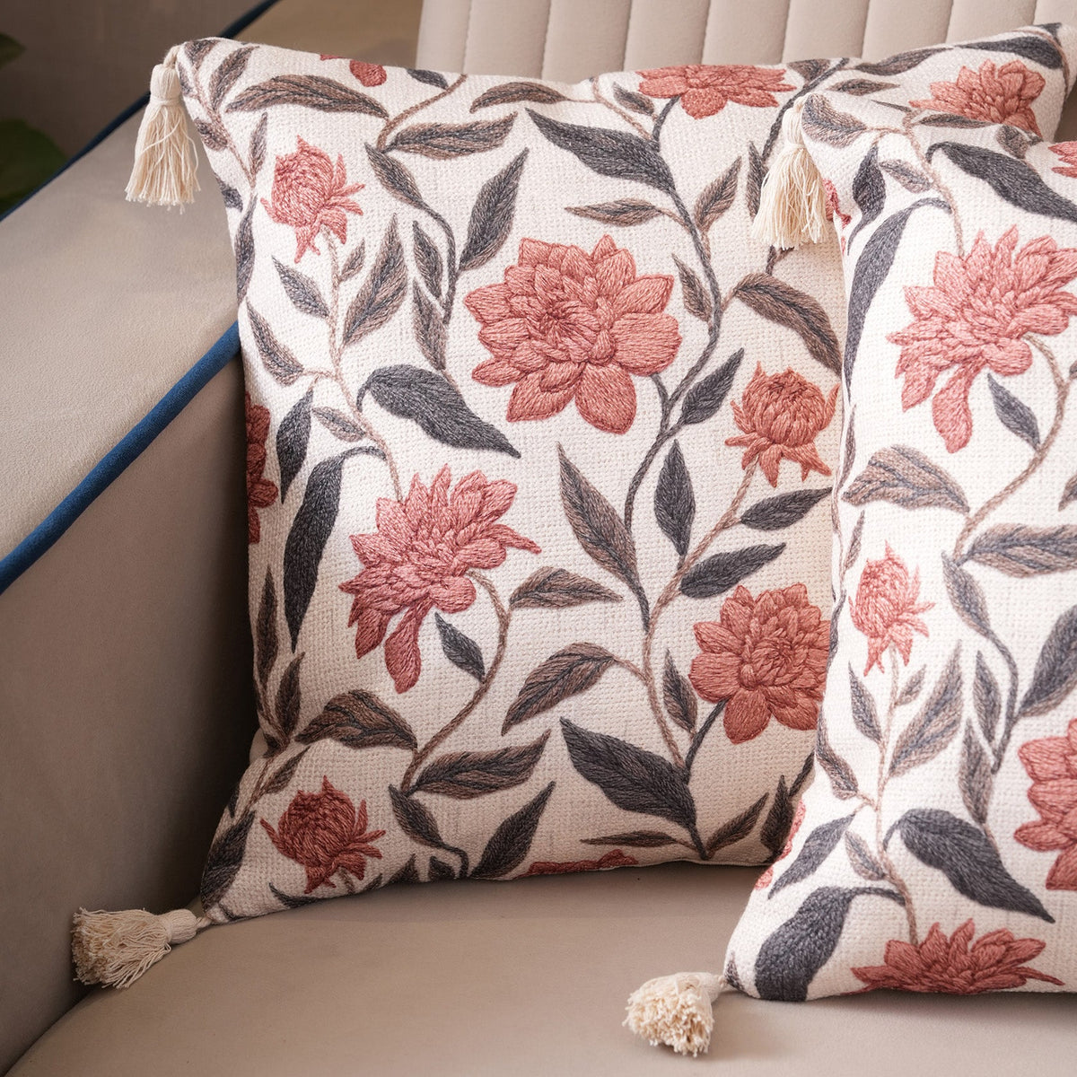 Meadow Blossom Tasseled Cushion
