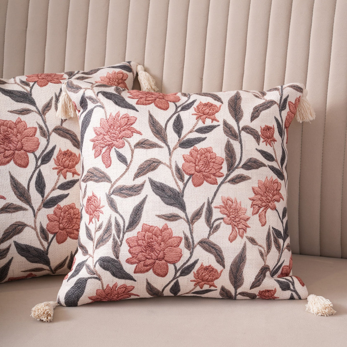 Meadow Blossom Tasseled Cushion