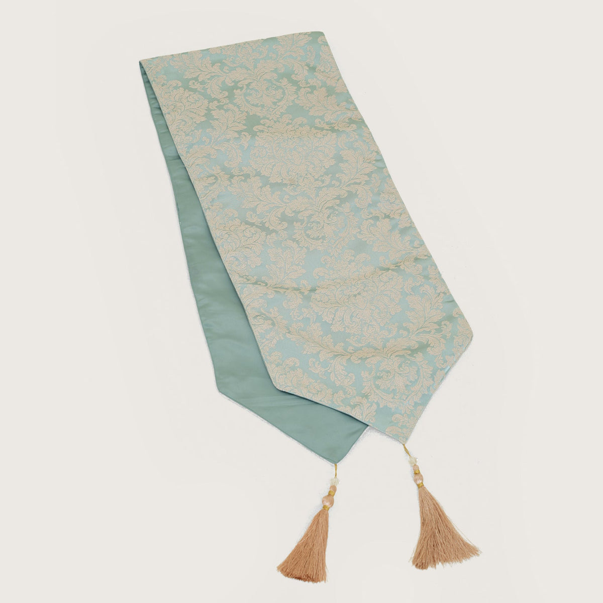 Decorative Table Runner with Tassels - Green