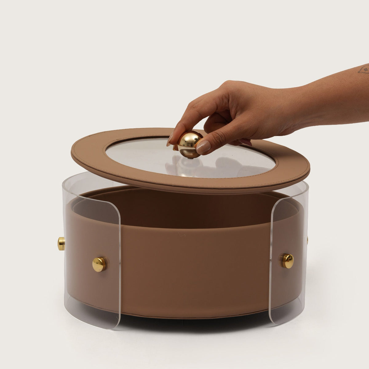 Round Organiser Storage Box With Lid