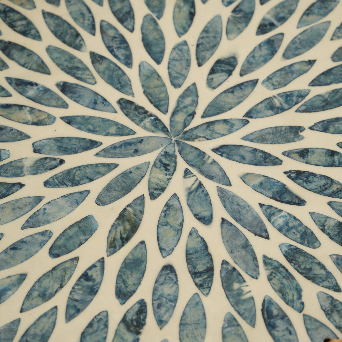 Rectangular Stone Art Tray with Blue Petal - Large