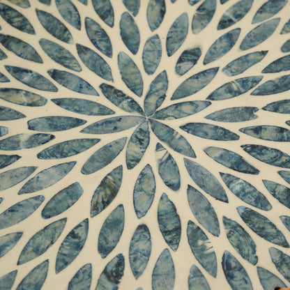 Rectangular Stone Art Tray with Blue Petal - Large