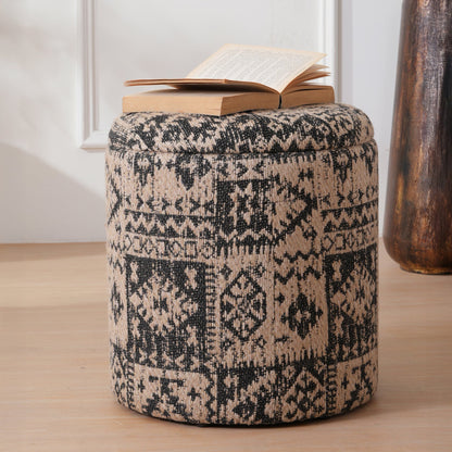 Boho Woven Pattern Ottomans Footstools | Pouffe | Hidden Storage | Removable Lid