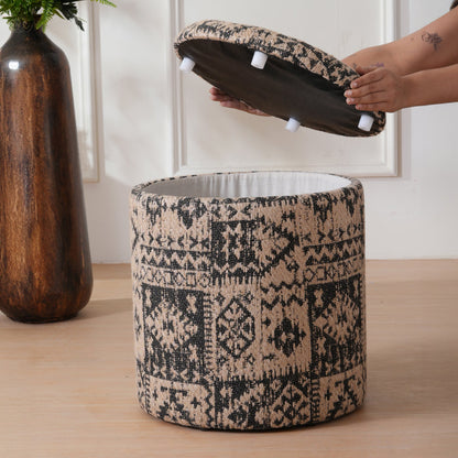 Boho Woven Pattern Ottomans Footstools | Pouffe | Hidden Storage | Removable Lid