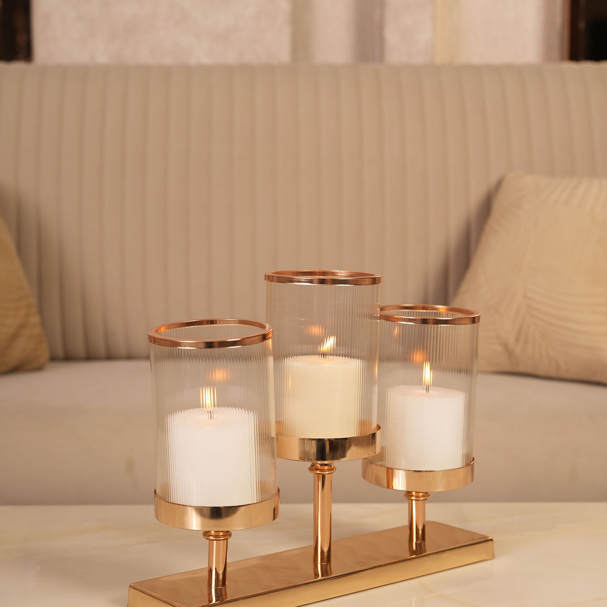 Triple-Stem Candle Holder with Minimalist Base