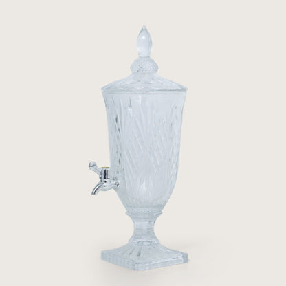 Beverage Glass Dispenser 2000ML with Glass Tumblers 350ML Set of 6 | Stripe