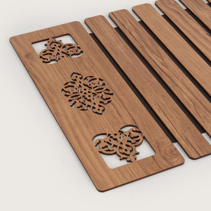 Slat Table Runner with Laser-Cut Medallions 14*36 Inches