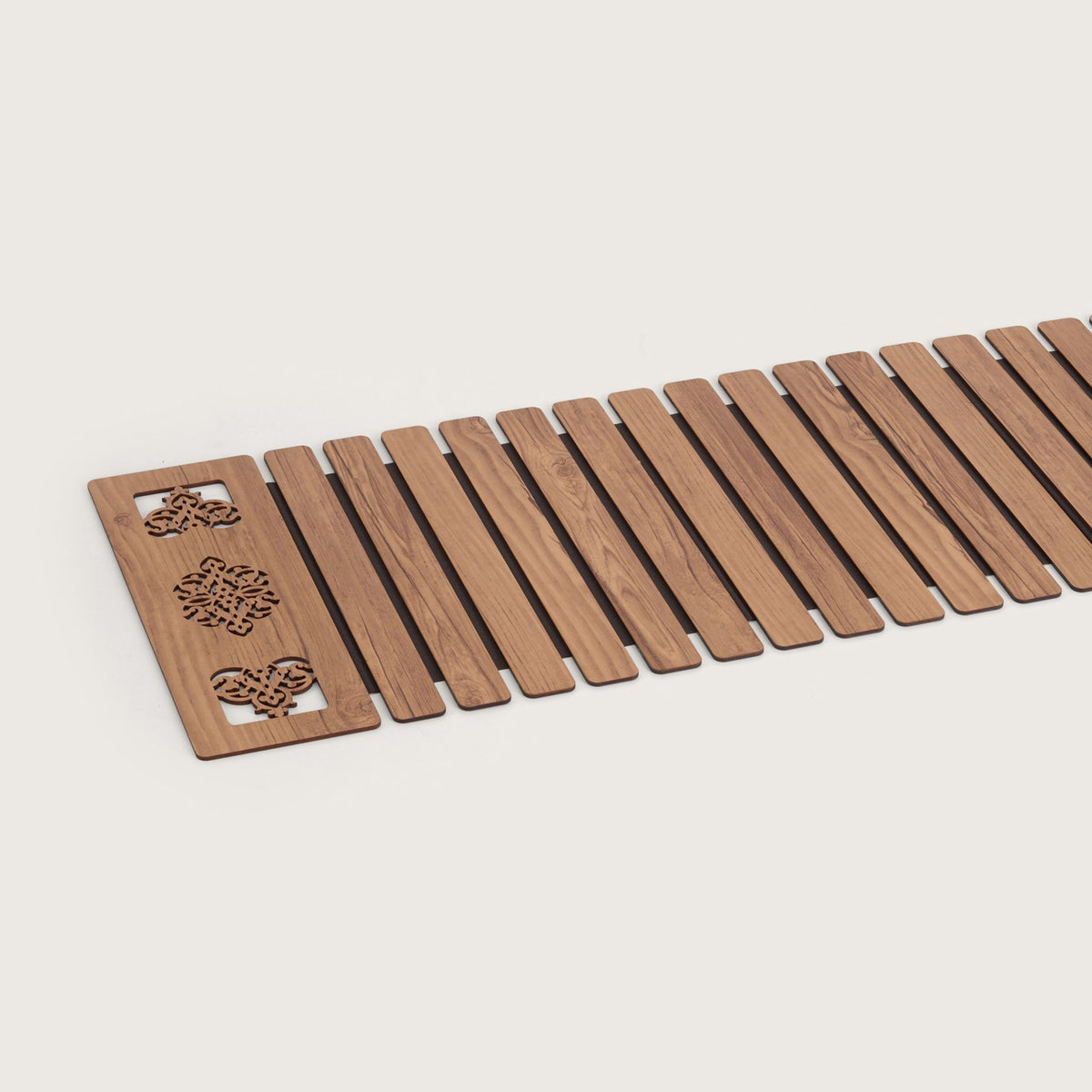 Slat Table Runner with Laser-Cut Medallions 14*36 Inches