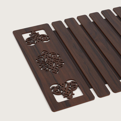 Slat Table Runner with Laser-Cut Medallions 14*36 Inches