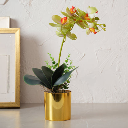 Artificial  Green Plant with Golden Pot - Green