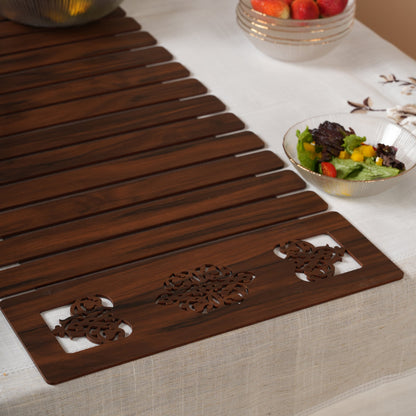 Slat Table Runner with Laser-Cut Medallions 14*36 Inches