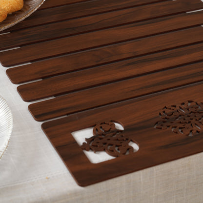 Slat Table Runner with Laser-Cut Medallions 14*36 Inches