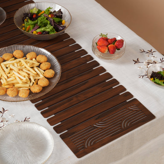 Wave-Accent Slatted Table Runner 14*36 Inch