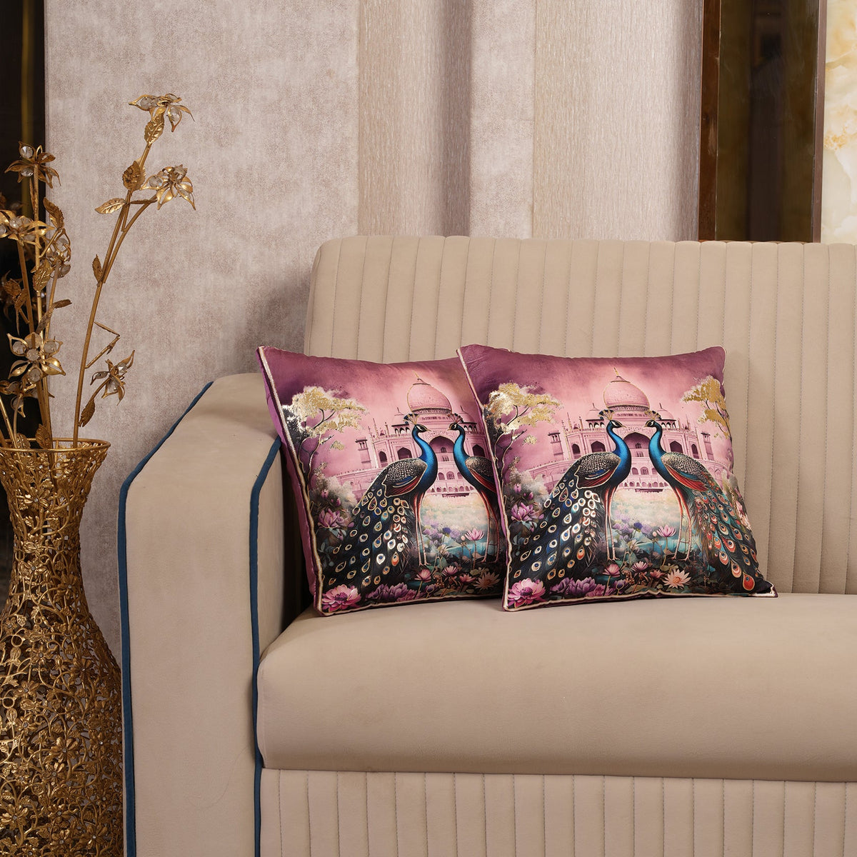 Regal Peacock Cushion Covers