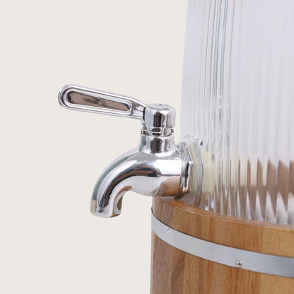 Close Ribbed Glass Beverage Dispenser With Base 3L
