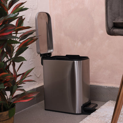 European Pedal SS Trash Can | Soft Close Dustbin | Silver