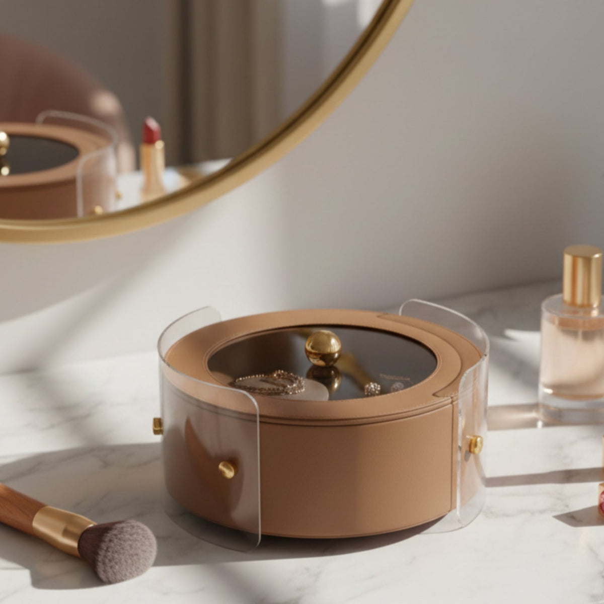 Round Organiser Storage Box With Lid